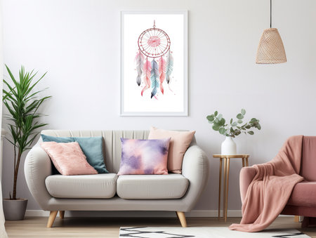 Elegant Framed Artwork Mockup for Interior Decor - AI Generatedの素材
