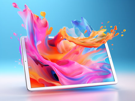 Sleek Digital Tablet Mockup for Tech Displays - AI Generatedの素材