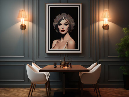 Elegant Framed Artwork Mockup for Interior Decor - AI Generatedの素材