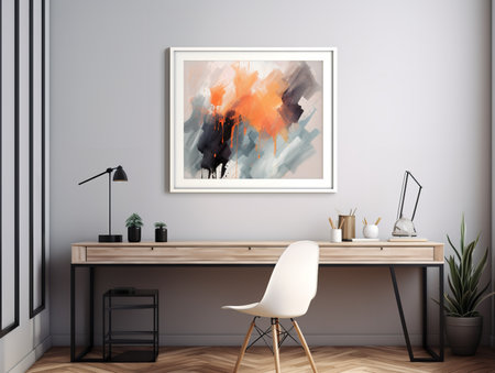 Elegant Framed Artwork Mockup for Interior Decor - AI Generatedの素材