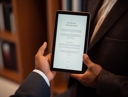 Sleek Digital Tablet Mockup for Tech Displays - AI Generatedの素材