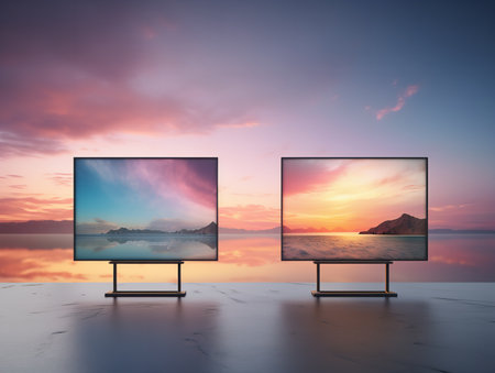 Dynamic LED Screen Mockup for Vibrant Displays - AI Generatedの素材