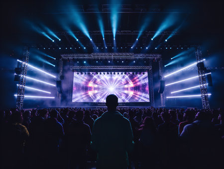 Dynamic LED Screen Mockup for Vibrant Displays - AI Generatedの素材