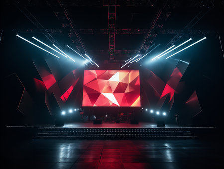 Dynamic LED Screen Mockup for Vibrant Displays - AI Generatedの素材