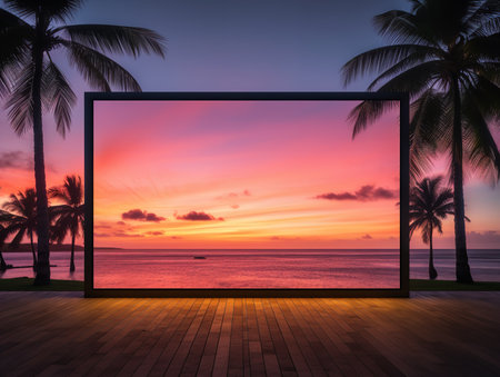 Dynamic LED Screen Mockup for Vibrant Displays - AI Generatedの素材
