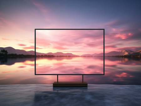 Dynamic LED Screen Mockup for Vibrant Displays - AI Generatedの素材