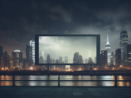 Dynamic LED Screen Mockup for Vibrant Displays - AI Generatedの素材