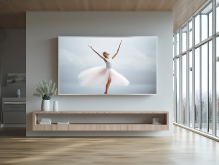 Dynamic LED Screen Mockup for Vibrant Displays - AI Generatedの素材