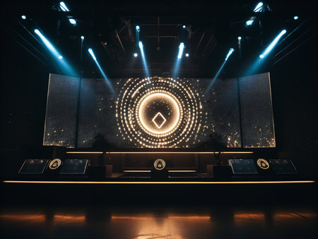 Dynamic LED Screen Mockup for Vibrant Displays - AI Generatedの素材