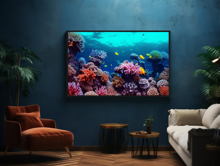 Dynamic LED Screen Mockup for Vibrant Displays - AI Generatedの素材