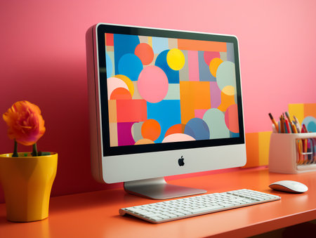 High-Performance Desktop Computer Mockup - AI Generatedの素材