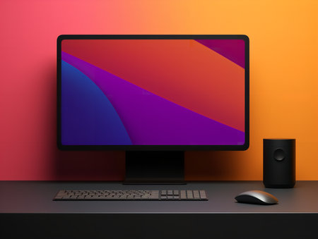 High-Performance Desktop Computer Mockup - AI Generatedの素材