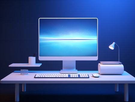 High-Performance Desktop Computer Mockup - AI Generatedの素材