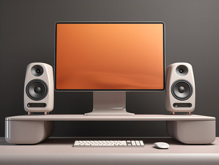 High-Performance Desktop Computer Mockup - AI Generatedの素材