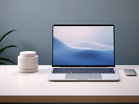 High-Performance Desktop Computer Mockup - AI Generatedの素材