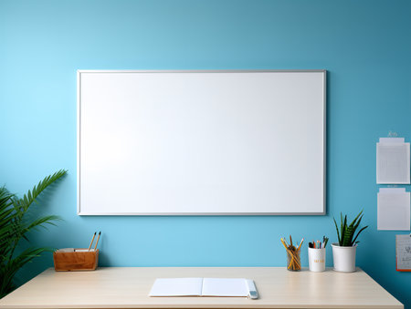 Interactive Whiteboard Mockup for Creative Ideas - AI Generatedの素材