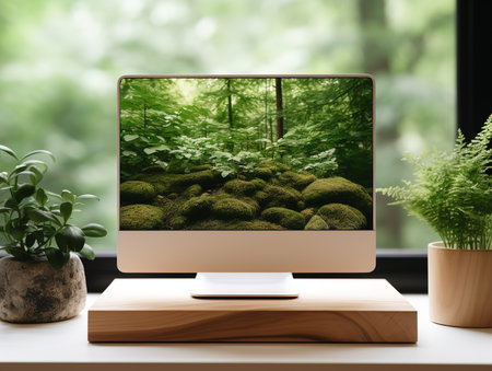 High-Performance Desktop Computer Mockup - AI Generatedの素材