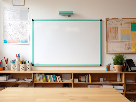 Interactive Whiteboard Mockup for Creative Ideas - AI Generatedの素材