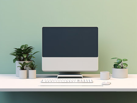 High-Performance Desktop Computer Mockup - AI Generatedの素材