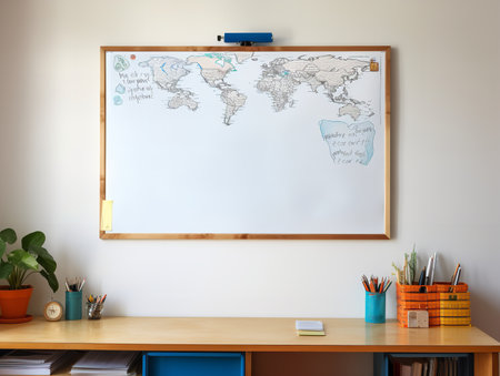 Interactive Whiteboard Mockup for Creative Ideas - AI Generatedの素材