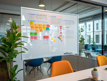 Interactive Whiteboard Mockup for Creative Ideas - AI Generatedの素材