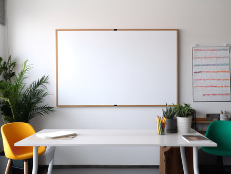 Interactive Whiteboard Mockup for Creative Ideas - AI Generatedの素材