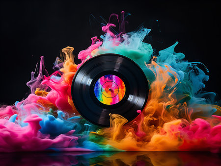 Vintage Vinyl Record Mockup for Music Enthusiasts - AI Generatedの素材