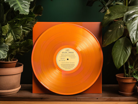 Vintage Vinyl Record Mockup for Music Enthusiasts - AI Generatedの素材