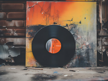 Vintage Vinyl Record Mockup for Music Enthusiasts - AI Generatedの素材