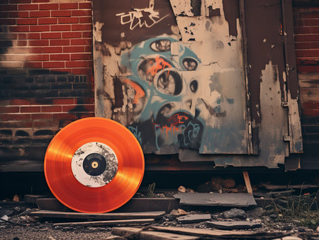Vintage Vinyl Record Mockup for Music Enthusiasts - AI Generatedの素材