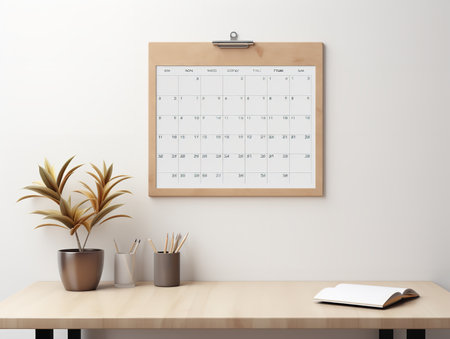Elegant Wall Calendar Mockup for Home and Office - AI Generatedの素材