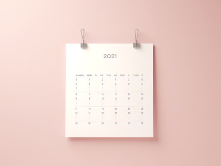 Elegant Wall Calendar Mockup for Home and Office - AI Generatedの素材
