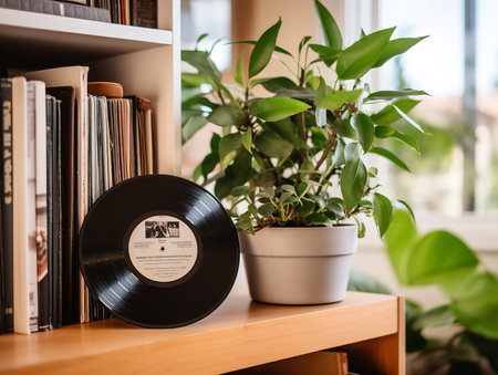 Vintage Vinyl Record Mockup for Music Enthusiasts - AI Generatedの素材