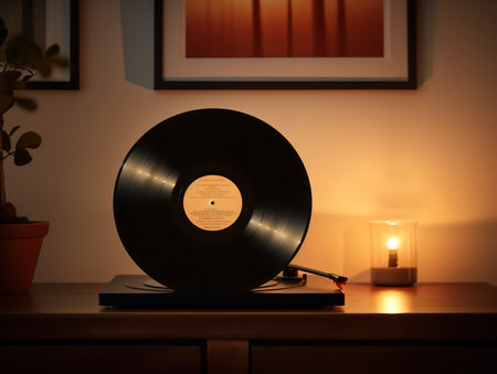 Vintage Vinyl Record Mockup for Music Enthusiasts - AI Generatedの素材