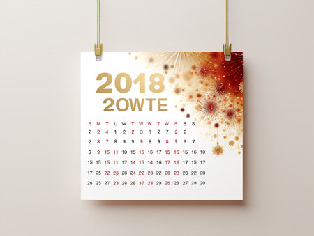 Elegant Wall Calendar Mockup for Home and Office - AI Generatedの素材
