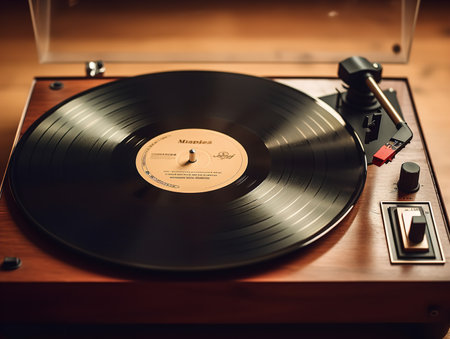 Vintage Vinyl Record Mockup for Music Enthusiasts - AI Generatedの素材