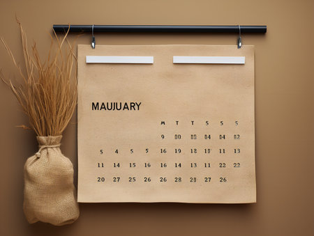 Elegant Wall Calendar Mockup for Home and Office - AI Generatedの素材
