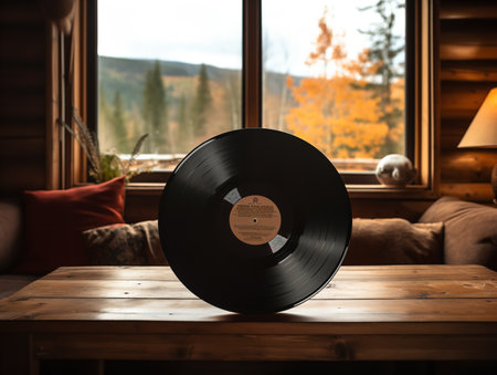 Vintage Vinyl Record Mockup for Music Enthusiasts - AI Generatedの素材