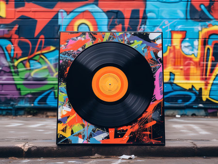 Vintage Vinyl Record Mockup for Music Enthusiasts - AI Generatedの素材