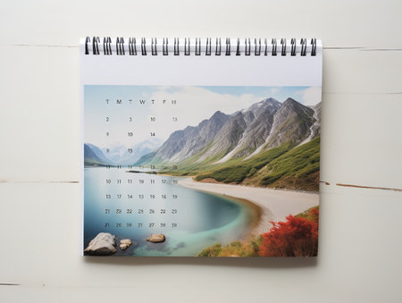 Elegant Wall Calendar Mockup for Home and Office - AI Generatedの素材