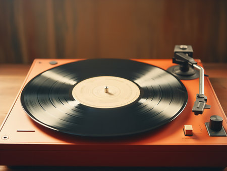 Vintage Vinyl Record Mockup for Music Enthusiasts - AI Generatedの素材