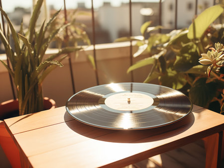Vintage Vinyl Record Mockup for Music Enthusiasts - AI Generatedの素材