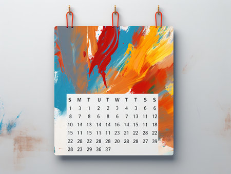 Elegant Wall Calendar Mockup for Home and Office - AI Generatedの素材
