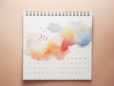 Elegant Wall Calendar Mockup for Home and Office - AI Generatedの素材