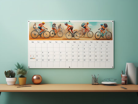 Elegant Wall Calendar Mockup for Home and Office - AI Generatedの素材