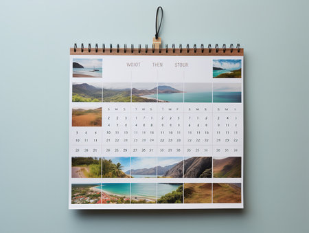 Elegant Wall Calendar Mockup for Home and Office - AI Generatedの素材