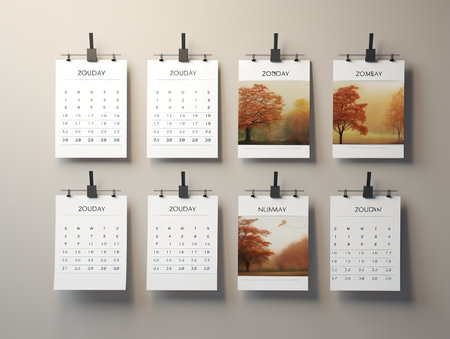 Elegant Wall Calendar Mockup for Home and Office - AI Generatedの素材