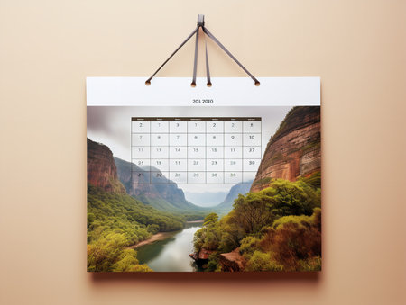 Elegant Wall Calendar Mockup for Home and Office - AI Generatedの素材