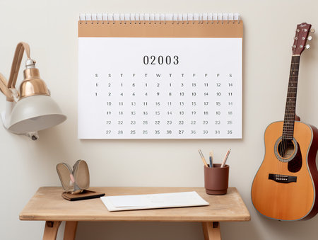 Elegant Wall Calendar Mockup for Home and Office - AI Generatedの素材