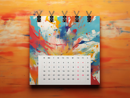 Elegant Wall Calendar Mockup for Home and Office - AI Generatedの素材
